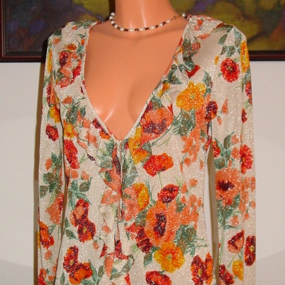 ESCADA Grenadine Floral Print Ruffled Sweater, 36 - Picture 1 of 4